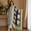 Nooriva Monochrome Bloom Unstitched Suit Set
