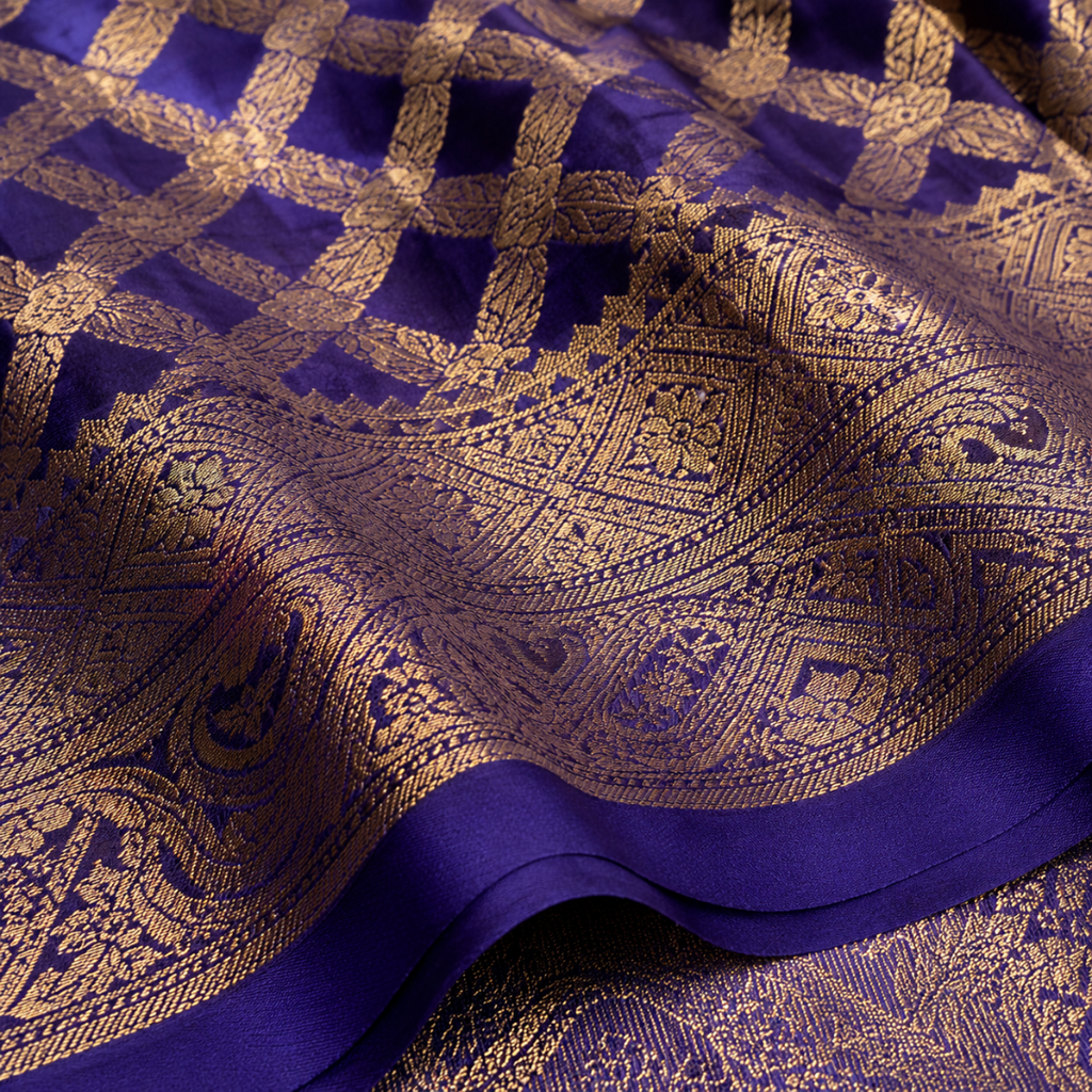 Zareen Royale Midnight Blue Cotton Silk Saree