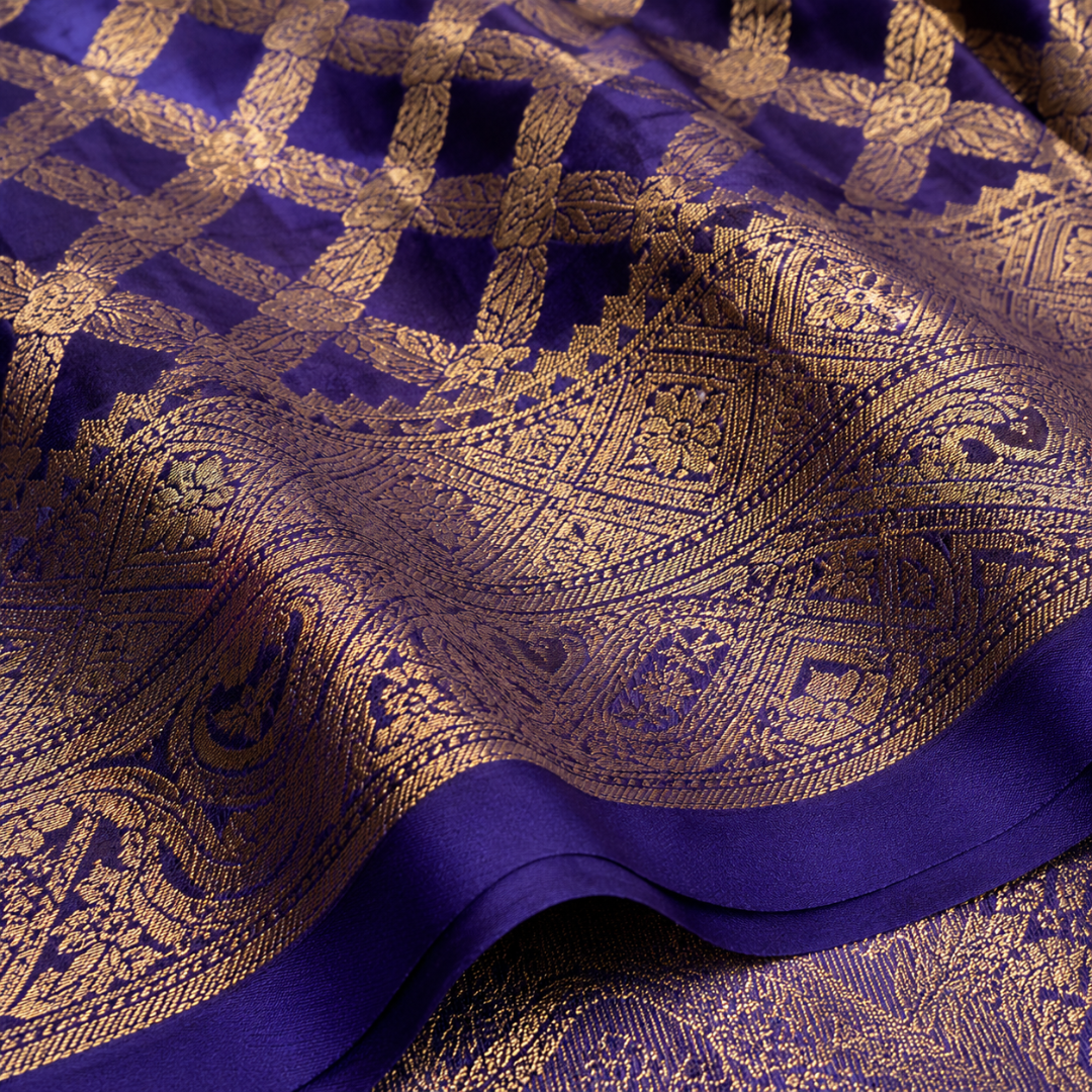Zareen Royale Midnight Blue Cotton Silk Saree