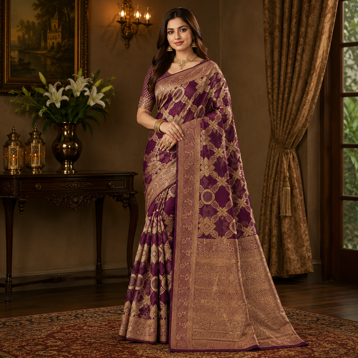 Mridula Meenakari Organza Saree