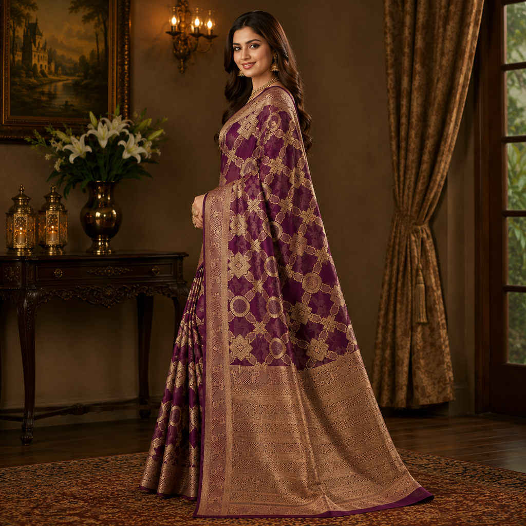 Mridula Meenakari Organza Saree