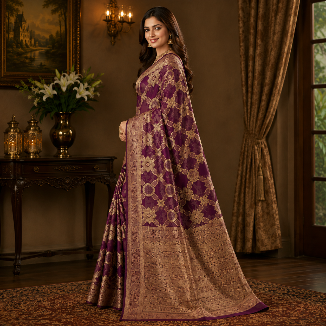 Mridula Meenakari Organza Saree