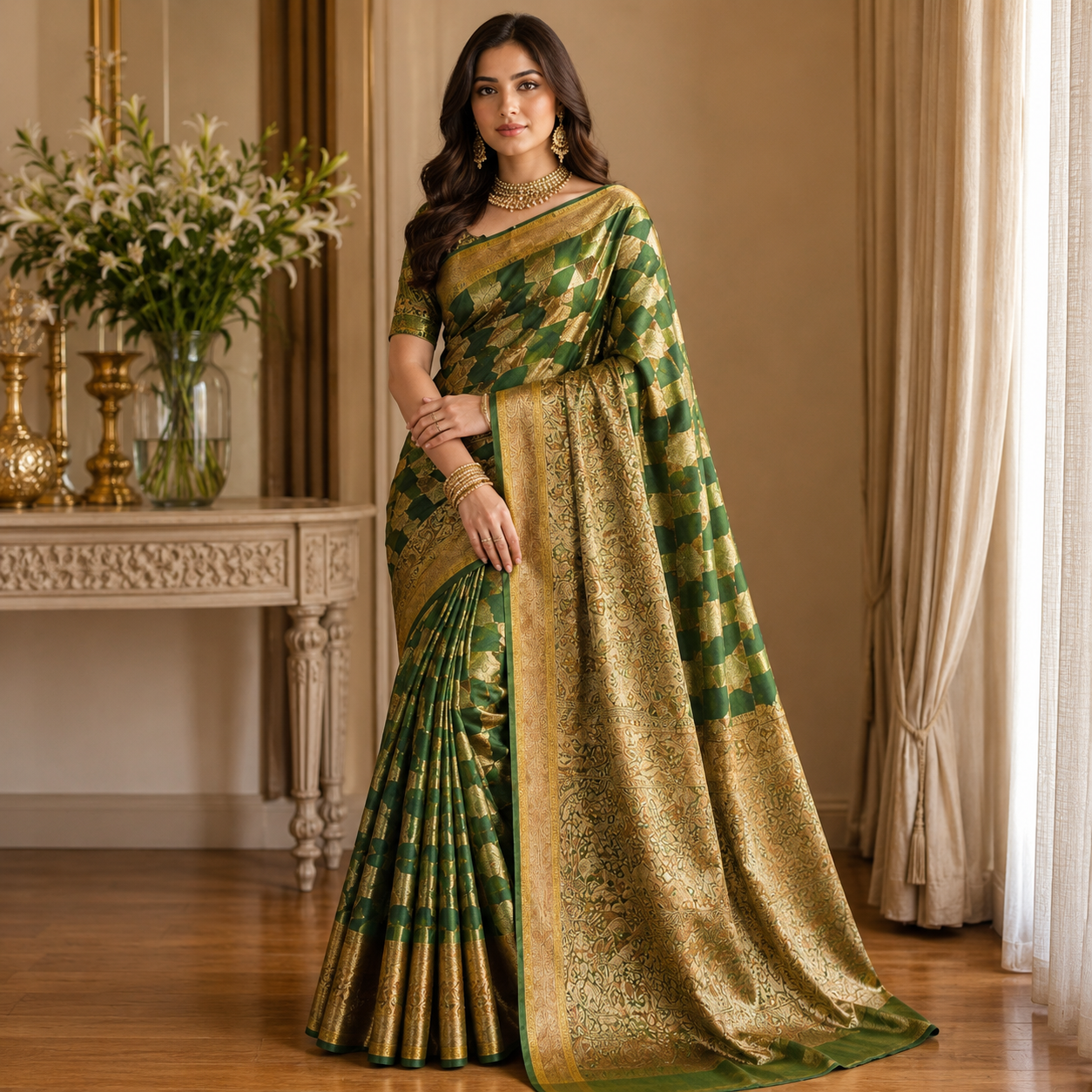 Navy Niloufer Organza Zari Saree