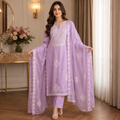 Sitara Lavender Threadwork Unstitched Suit Set