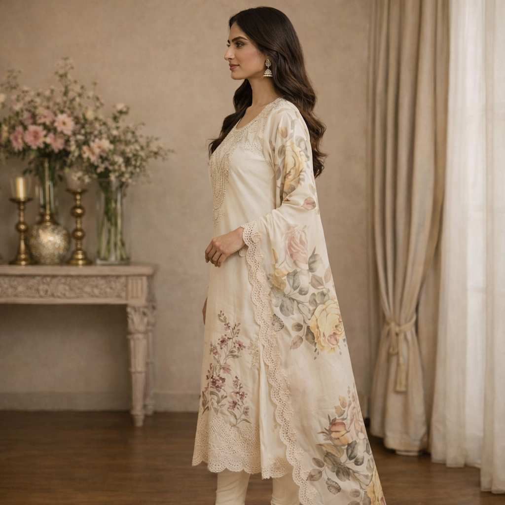 Ivory Rose Guldasta Unstitched Suit Set