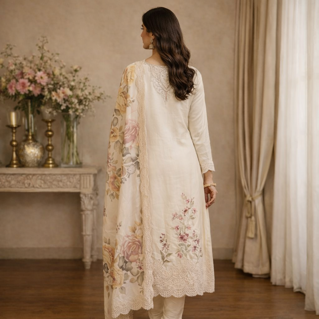 Ivory Rose Guldasta Unstitched Suit Set
