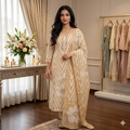 Zarina Mustard Organza Unstitched Suit Set