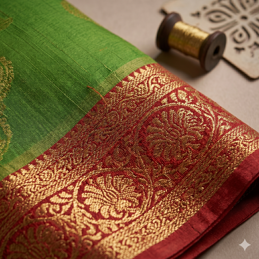 Fazar Harit Raga Cotton Silk Saree