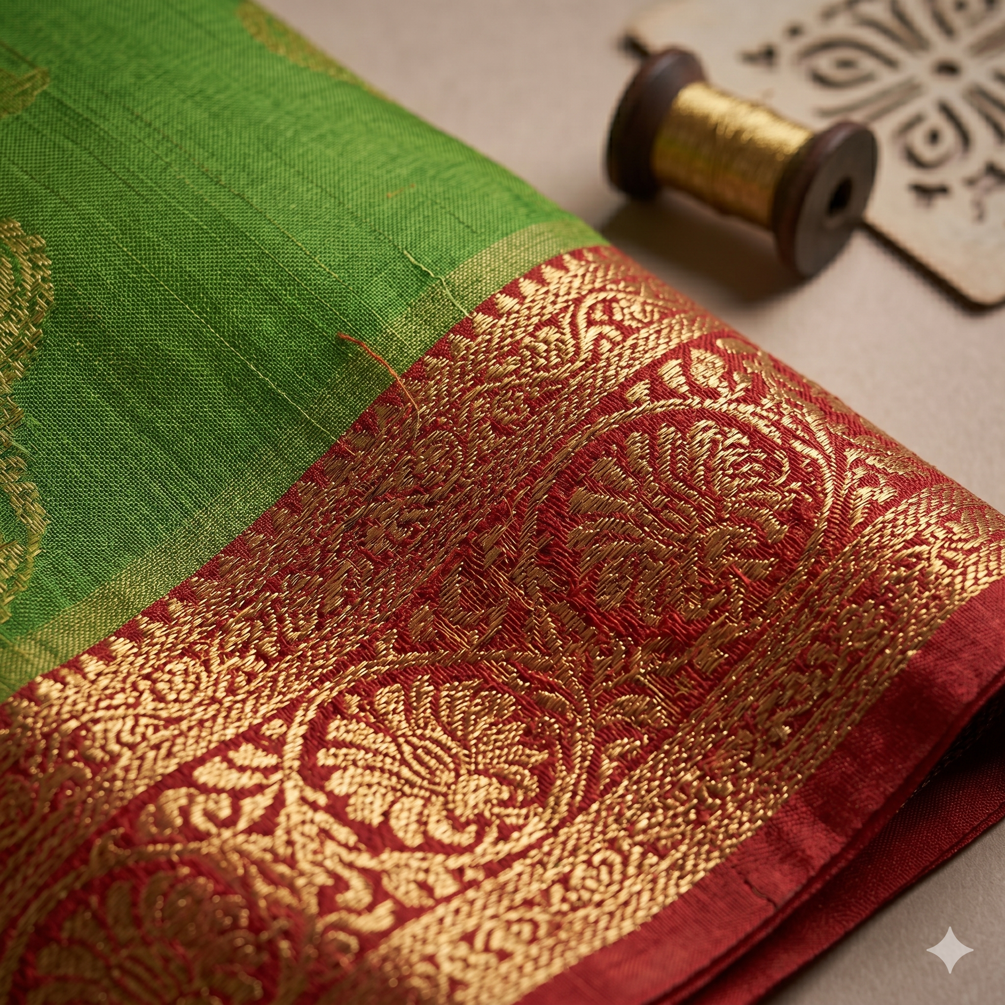 Fazar Harit Raga Cotton Silk Saree