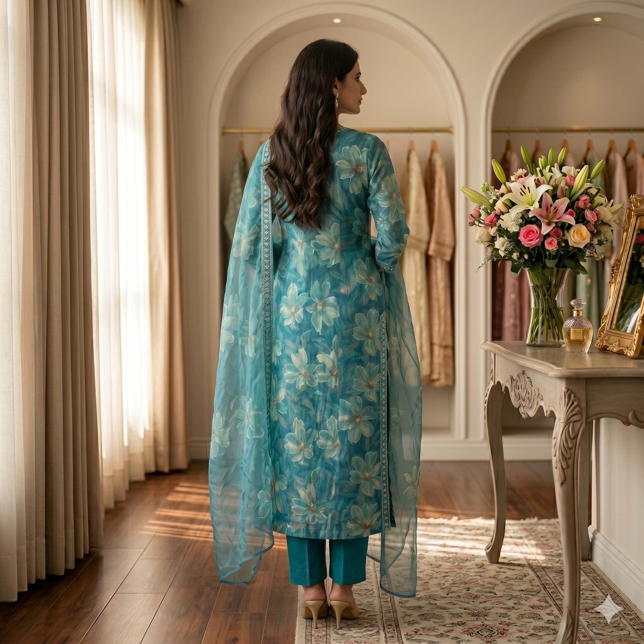 Jaanvika Firozi Bloom – Glaize Printed Cotton Unstitched Suit Set
