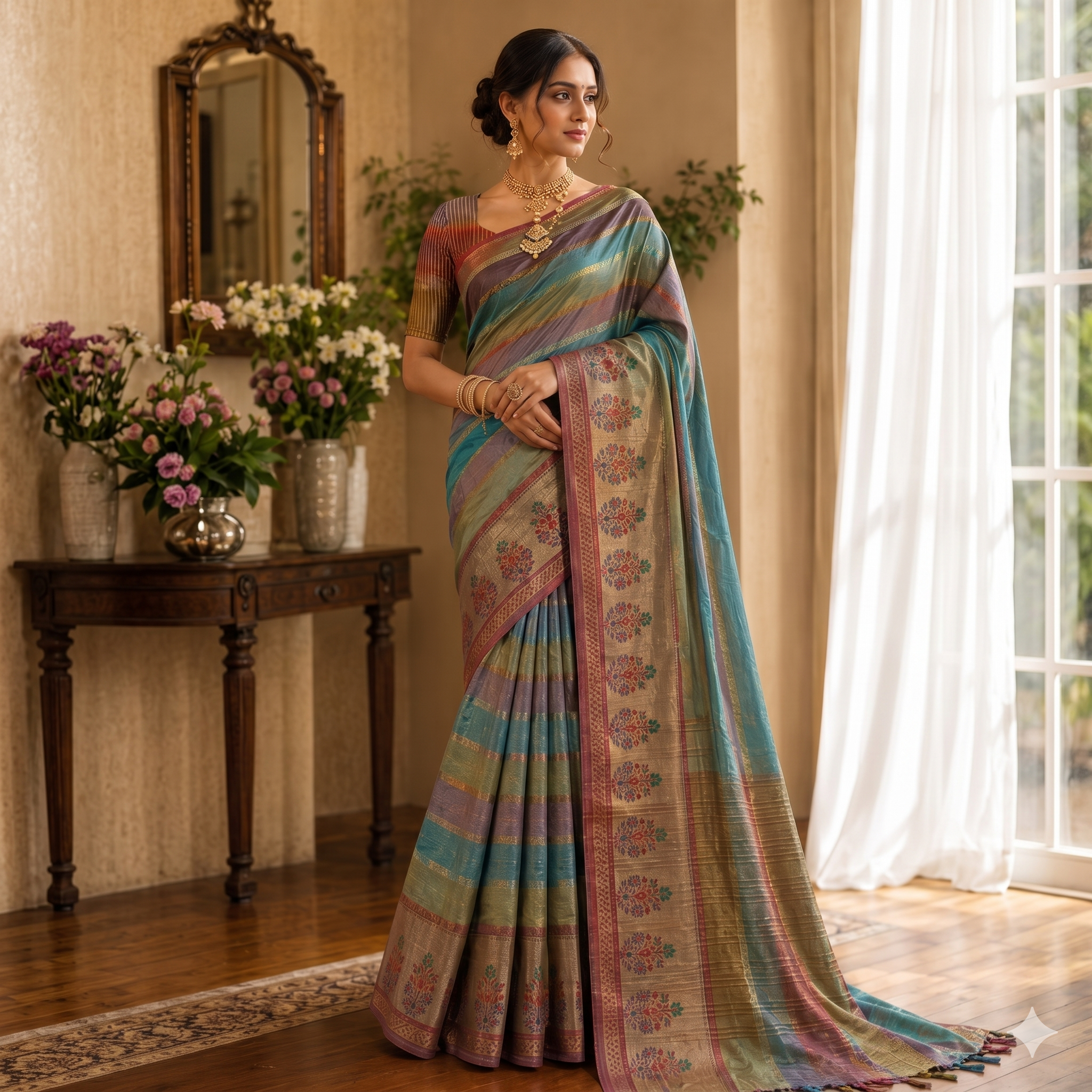Rangmahal Crimson Grace Cotton Silk Saree