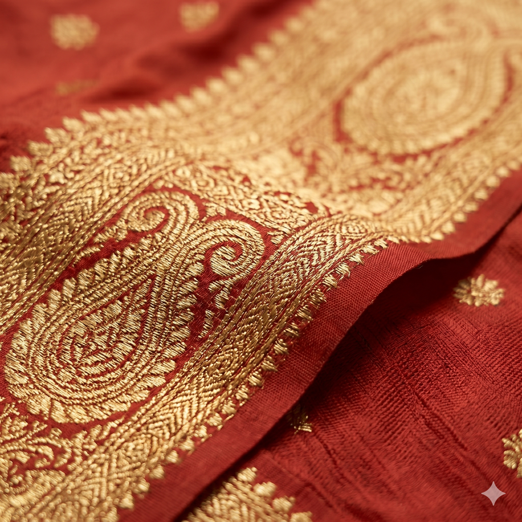 Rajvanshi Sindoor Cotton Silk Saree with Rich Zari Weaving