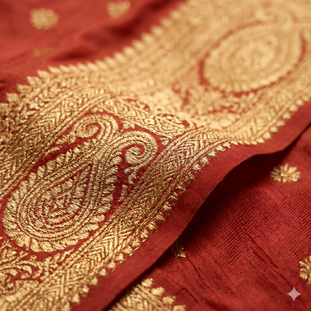 Rajvanshi Sindoor Cotton Silk Saree with Rich Zari Weaving