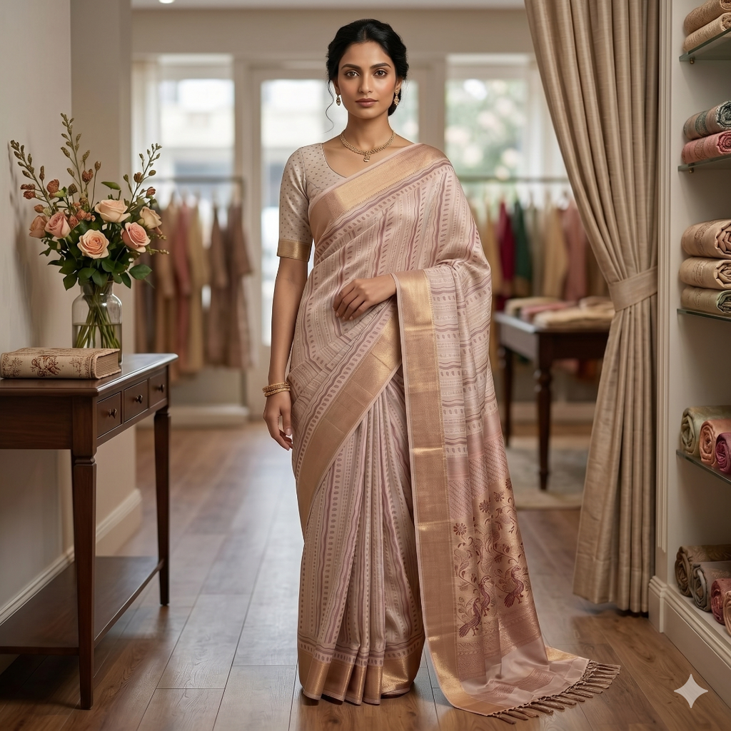 Varnika Taapsa Blush Rose Soft Silk Saree