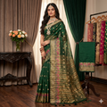 The Vrinda Emerald Green Organza Saree