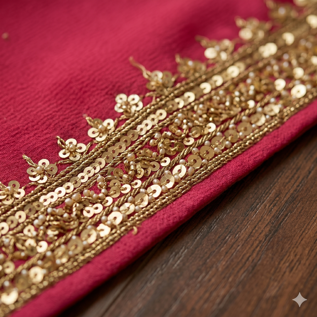 Gulnaar Rani Pink Georgette Gotta Patti Saree