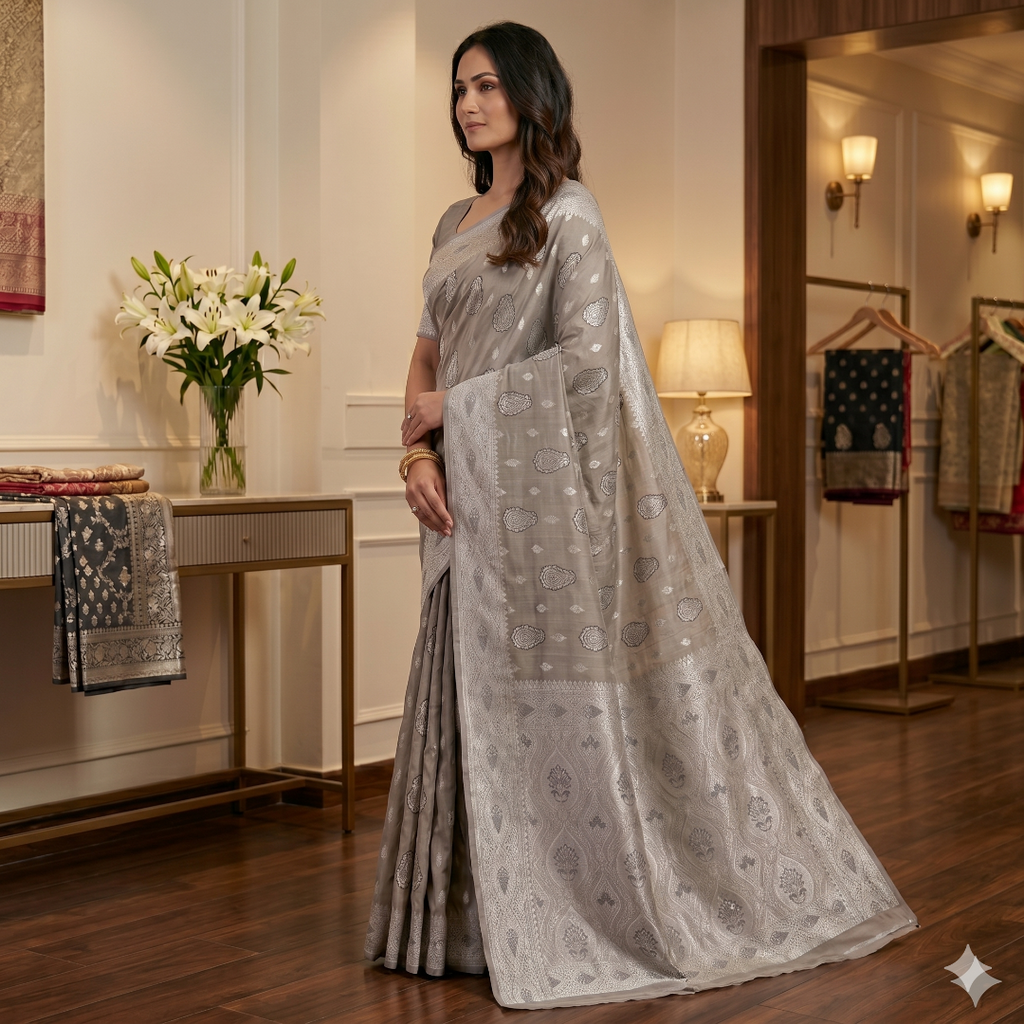 Zoya Pearl Weave Cotton Silk Saree