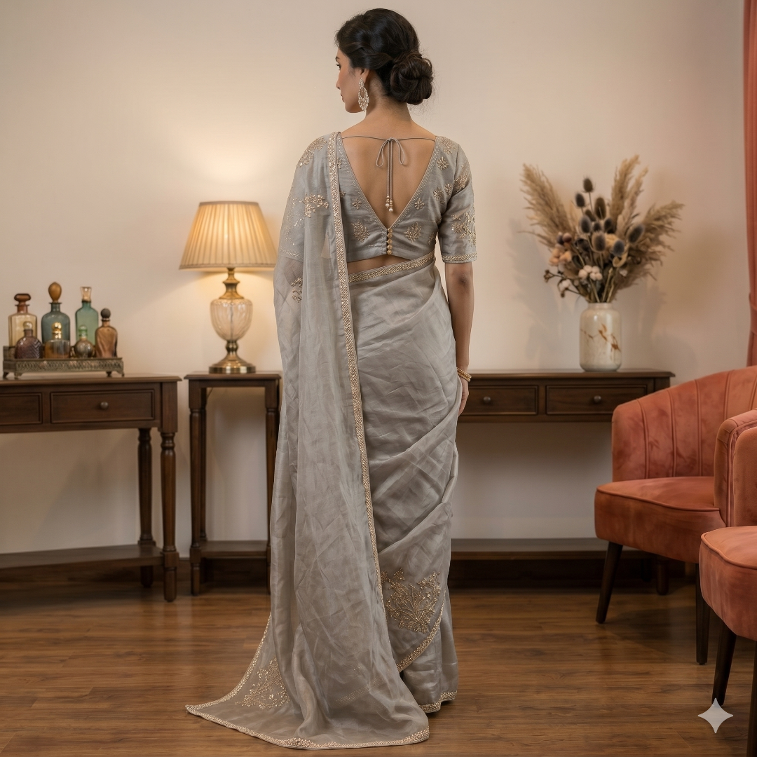 Elegant Organza Sequin Saree