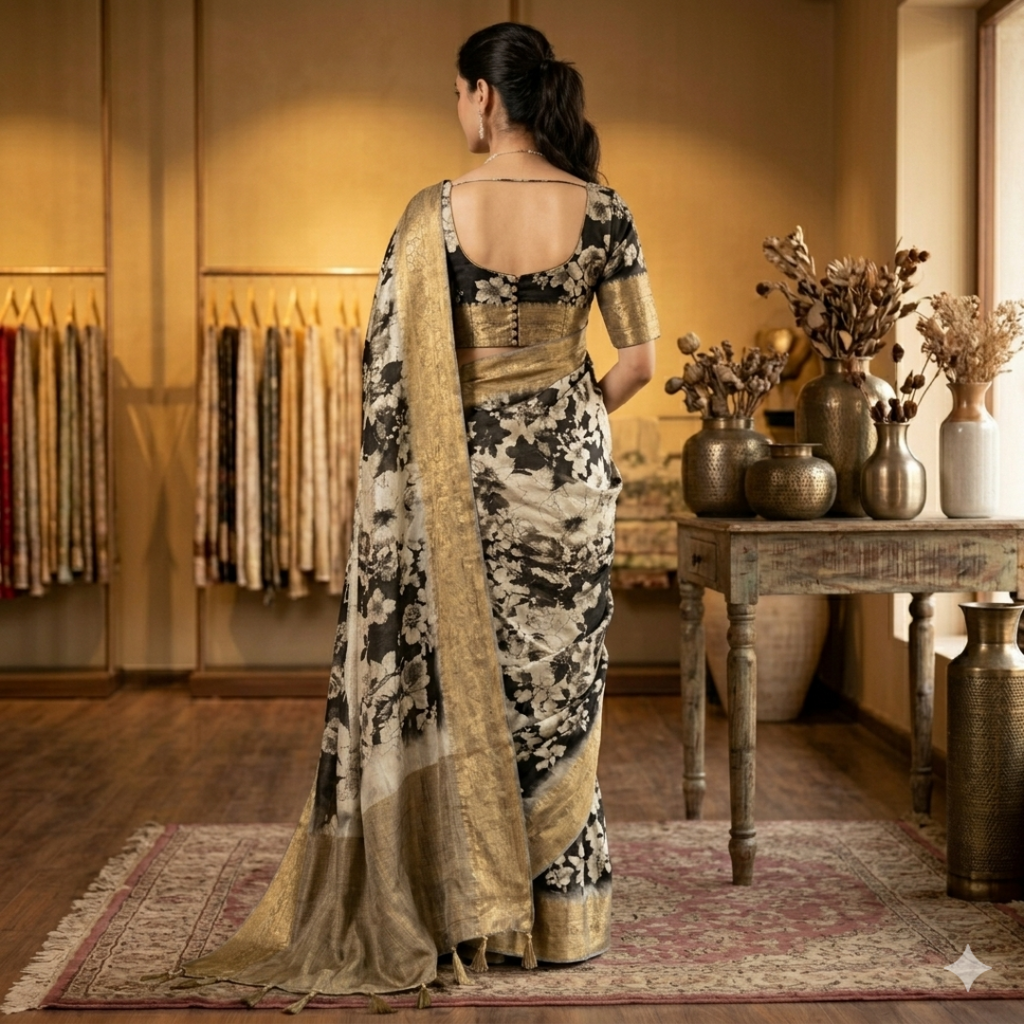 Nooraya Noir Zari Saree
