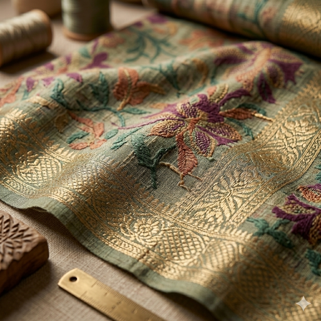 The Vintage Lotus Earthweave Saree