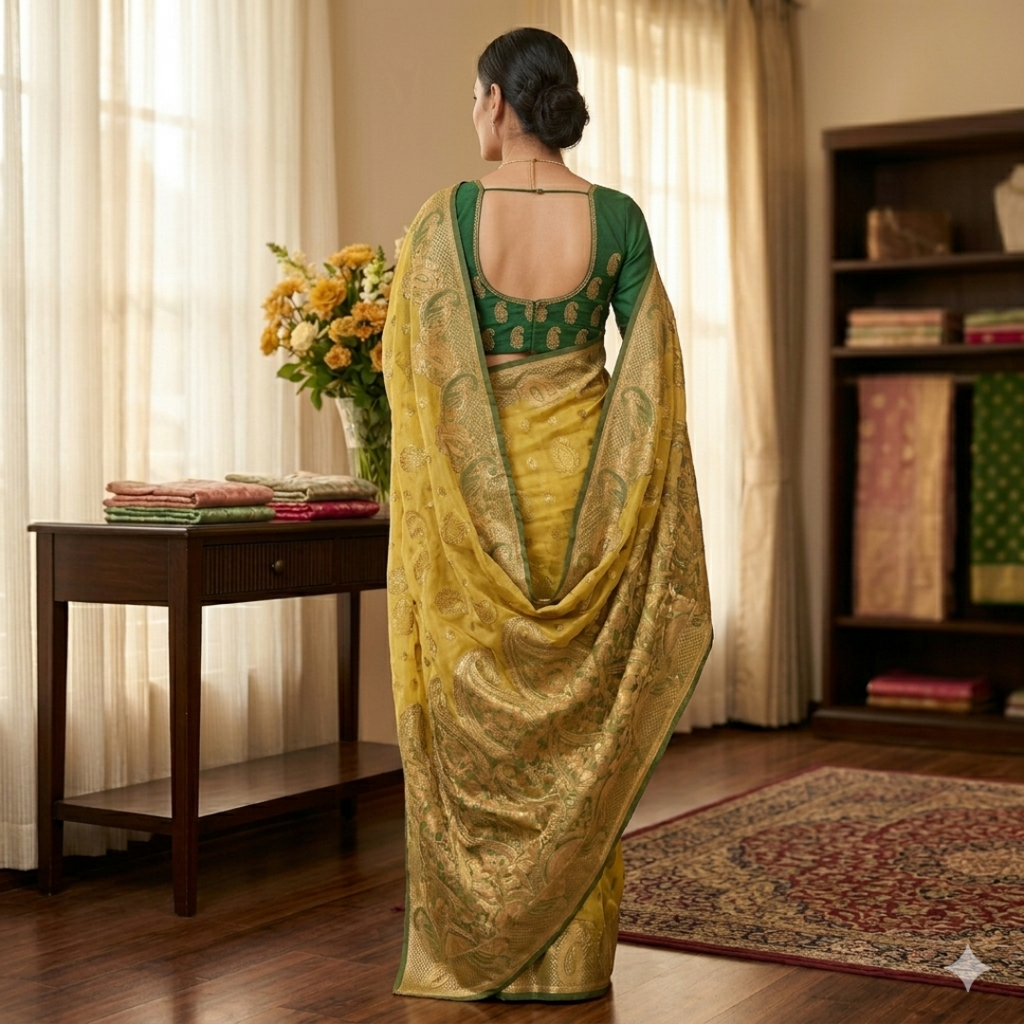 Myraang Mustard Elegance Saree