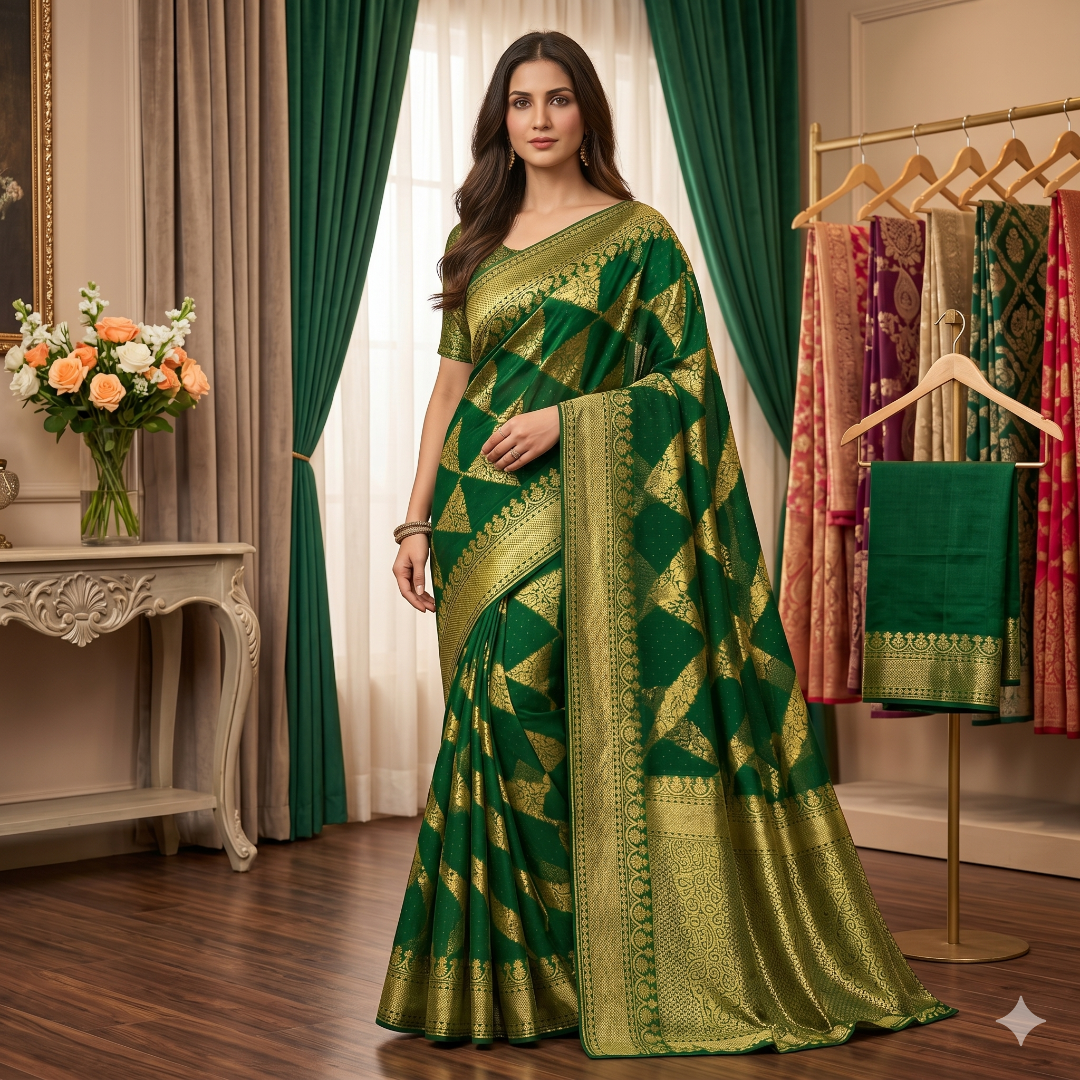 Royal Forest Meenakari Organza Saree