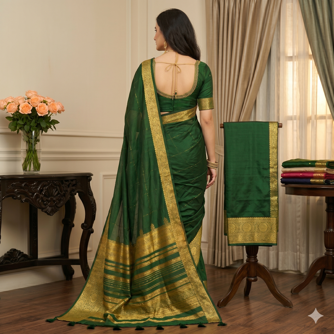 Zariya Emerald Grace Organza Saree