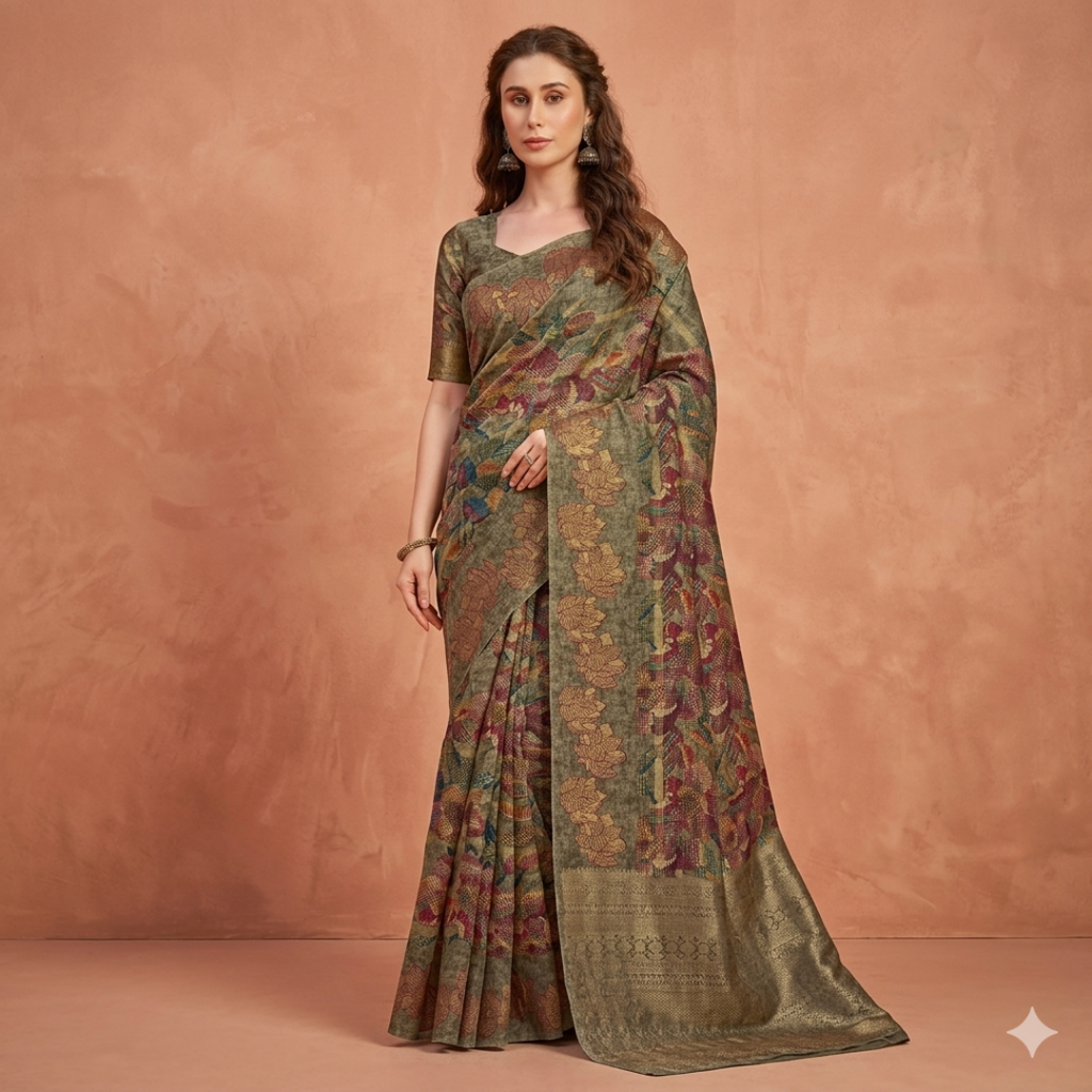 The Vintage Lotus Earthweave Saree