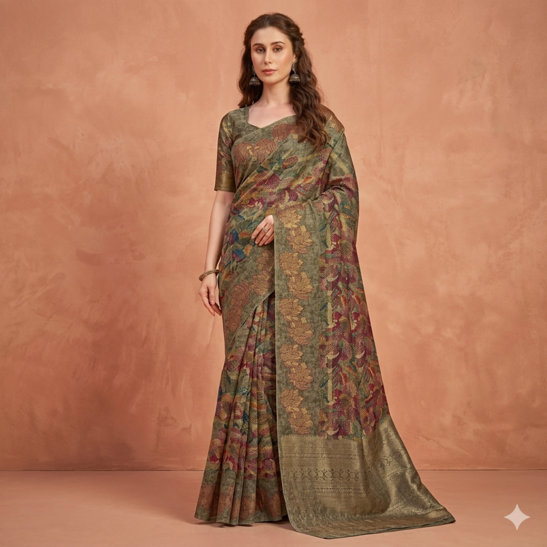 The Vintage Lotus Earthweave Saree