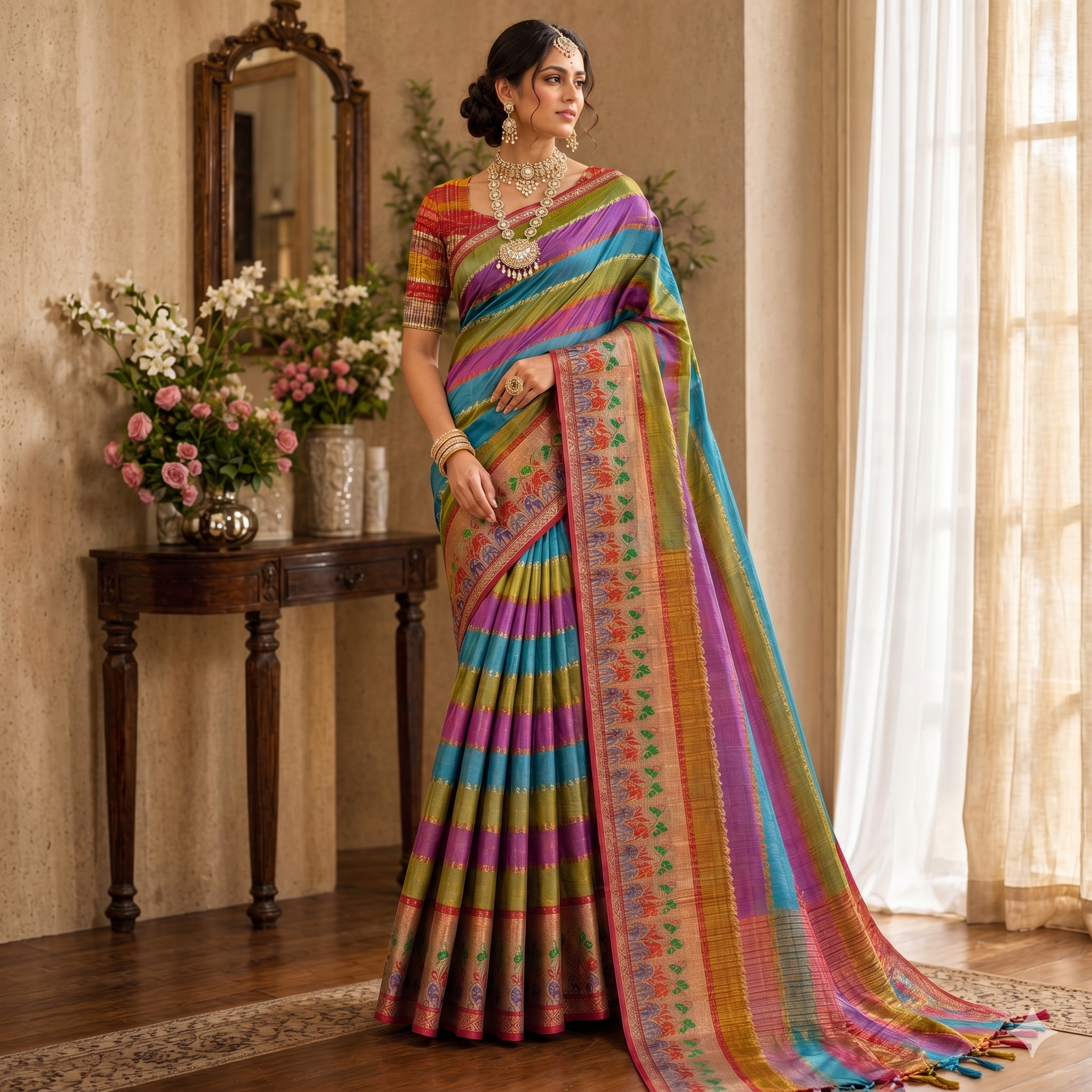 Rangmahal Crimson Grace Cotton Silk Saree