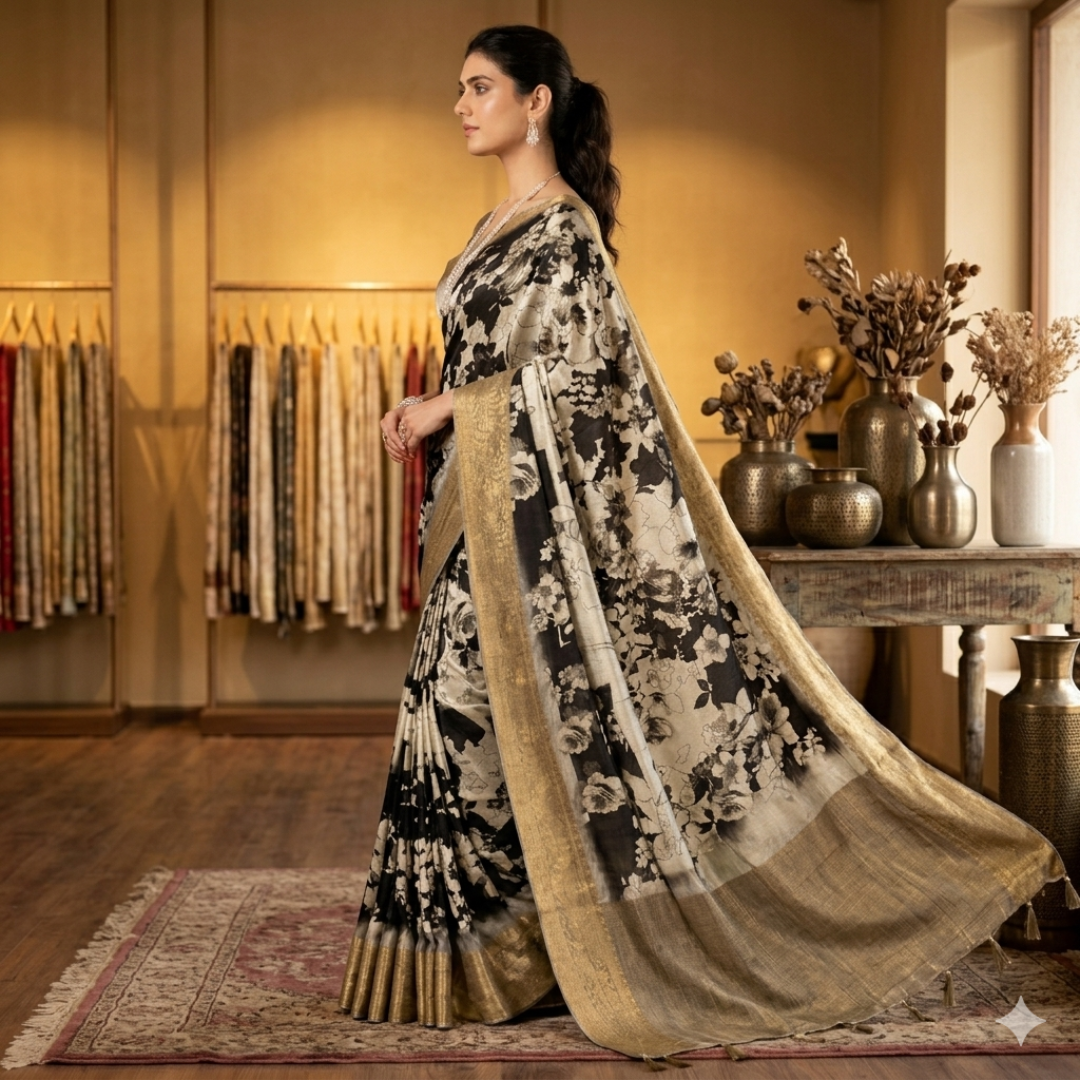 Nooraya Noir Zari Saree