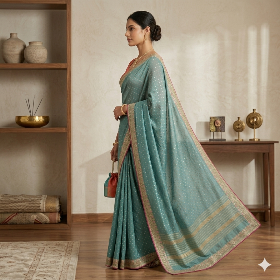 Meher Aqua Delight Maruti Silk Saree