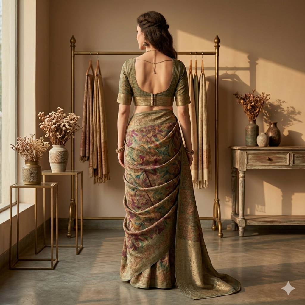 The Vintage Lotus Earthweave Saree
