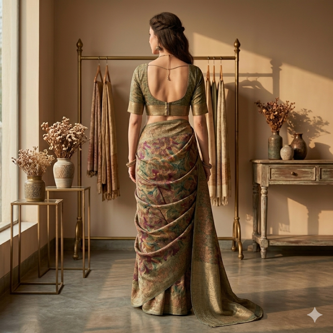 The Vintage Lotus Earthweave Saree