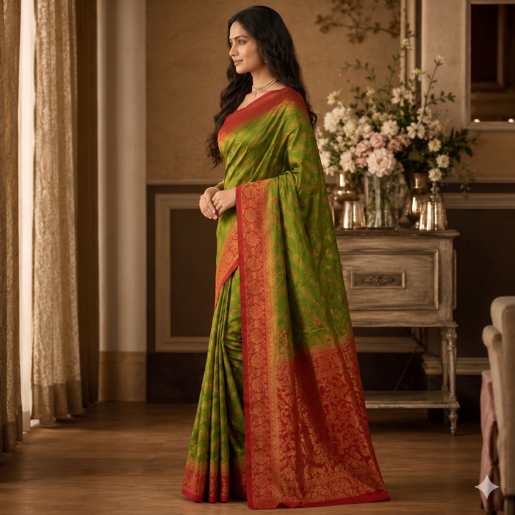 Fazar Harit Raga Cotton Silk Saree