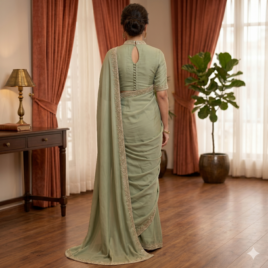 Noor Sage Grace Handwork Crepe Saree