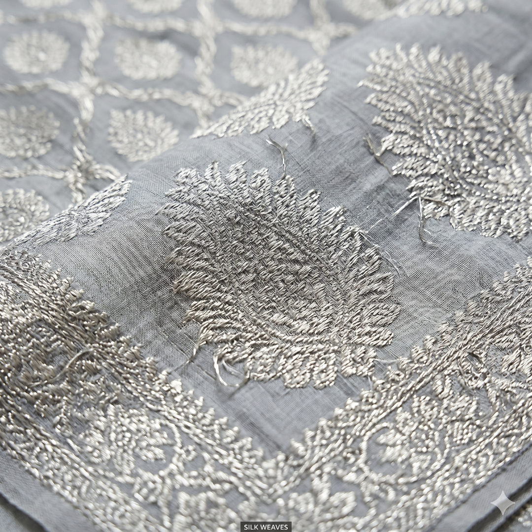 Zafar Silver Mist Cotton Silk Saree