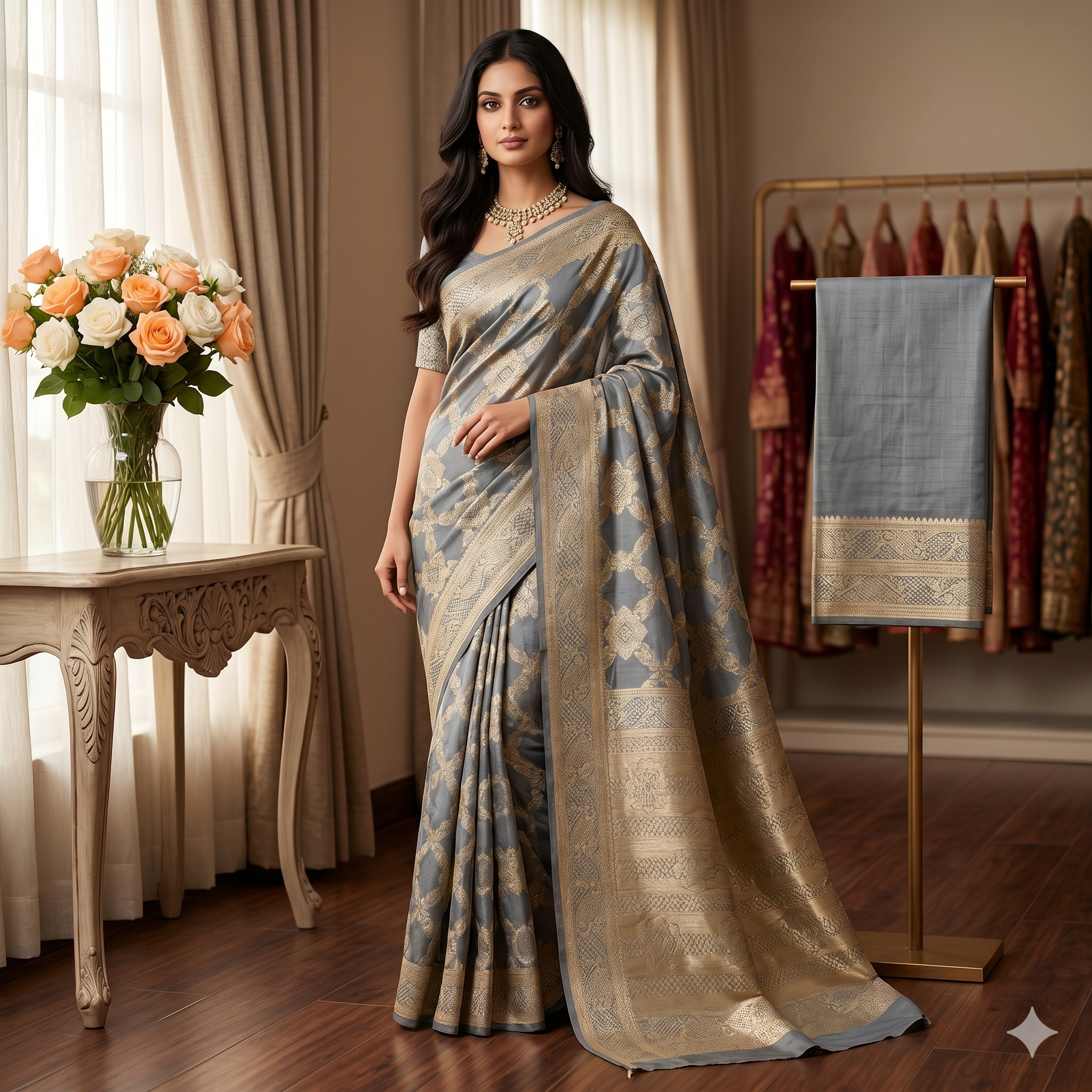 Mehrunisa Moonlit Organza Saree