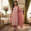 Aafreen Onion Rose – Cambric Cotton Floral Unstitched Suit Set