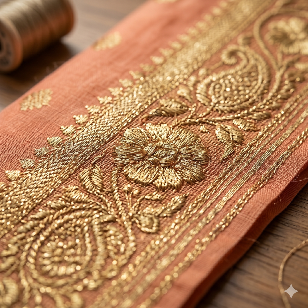 The Ambika Persimmon Kora Organza Saree