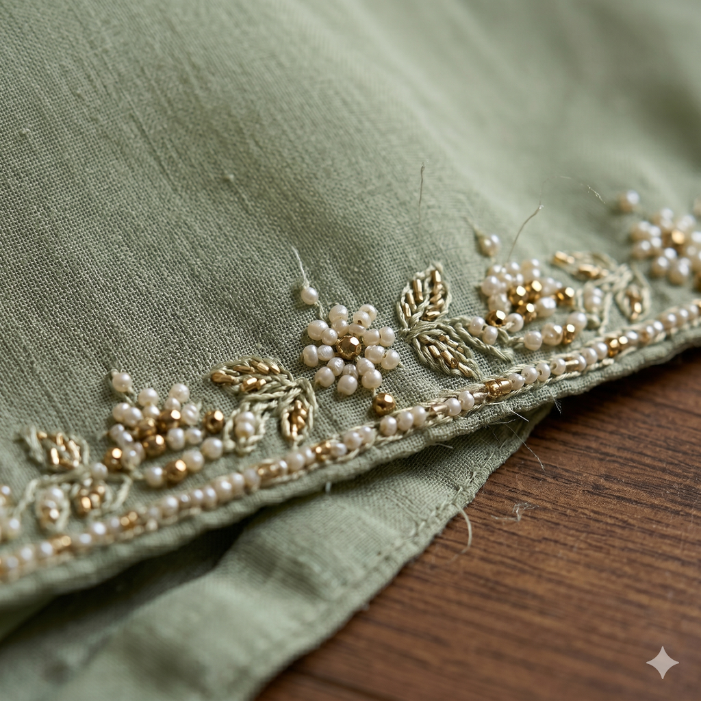 Noor Sage Grace Handwork Crepe Saree