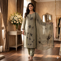Noor Pista Green Organza Unstitched Suit Set