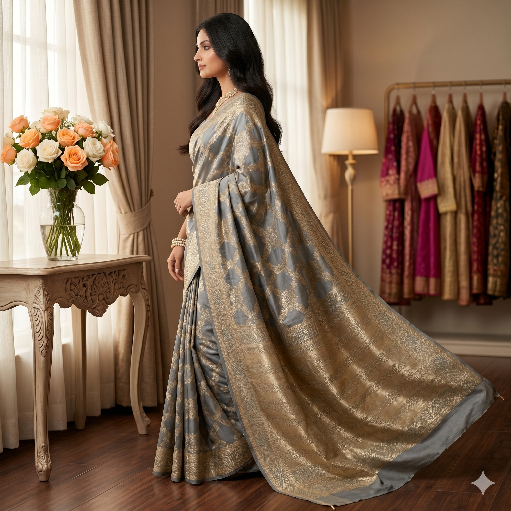 Mehrunisa Moonlit Organza Saree