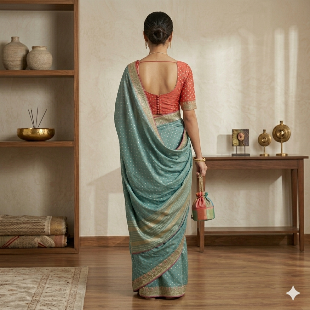 Meher Aqua Delight Maruti Silk Saree