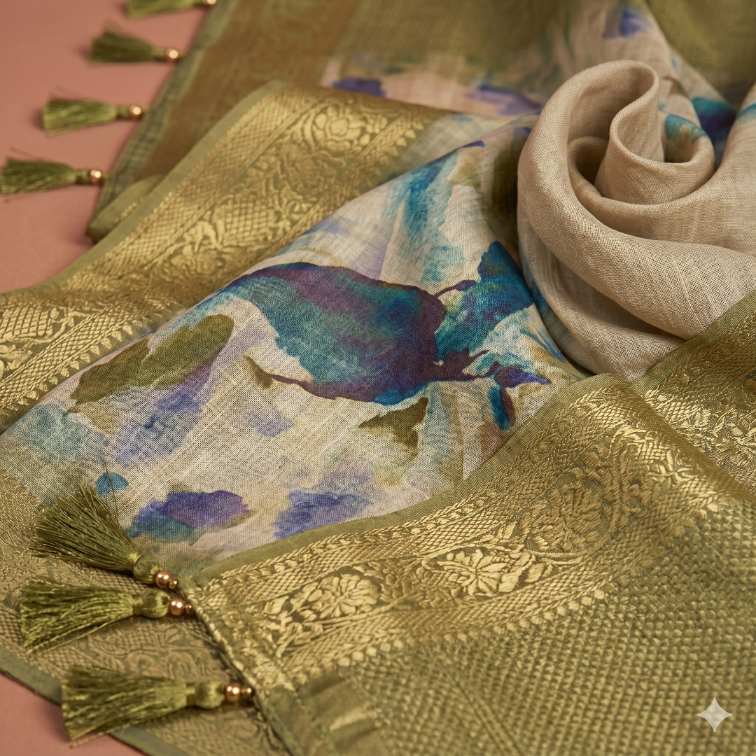 The Verdant Teal Impression Saree