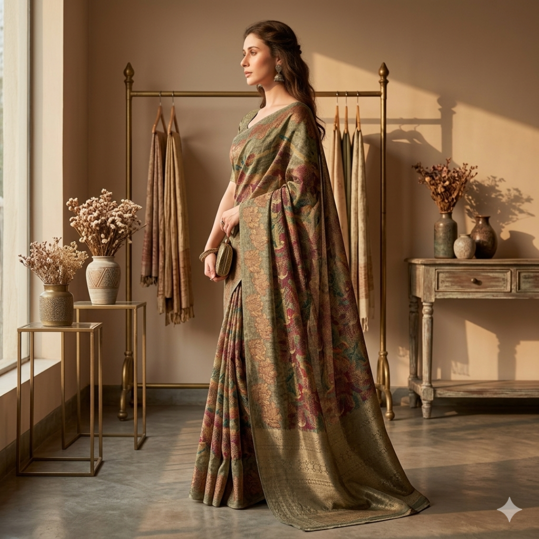The Vintage Lotus Earthweave Saree