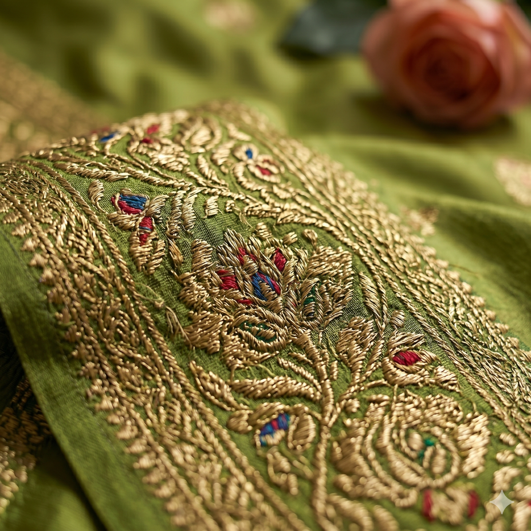 The Advika Emerald Lattice Saree