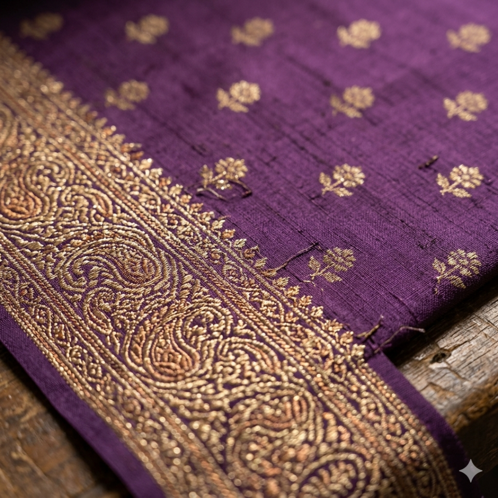 Celestial Plum Zari Weaver Silk Saree