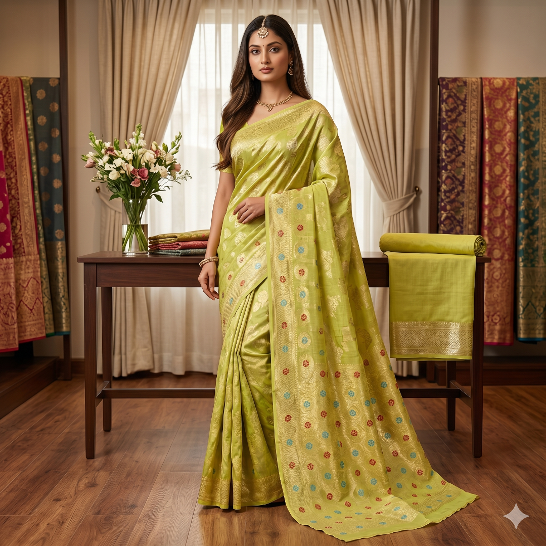 Azure Blossom Organza Saree