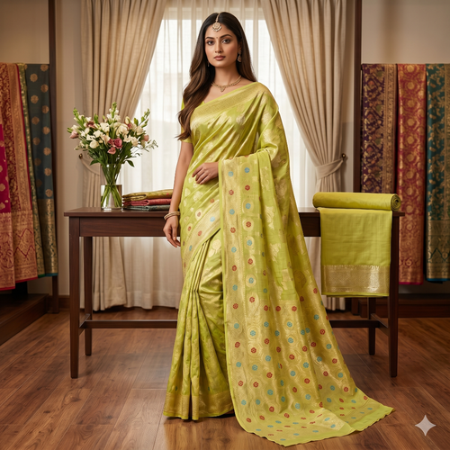 Azure Blossom Organza Saree